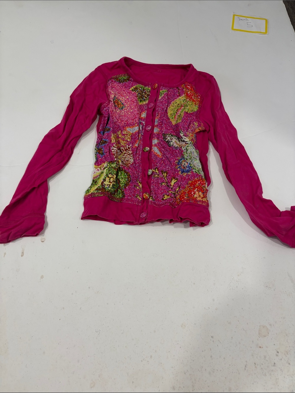 Oilily Fuchsia Floral-Front Women's Cardigan Blazer